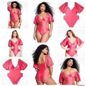 Noel XXL plus size pink cutout one piece swimsuit NWT